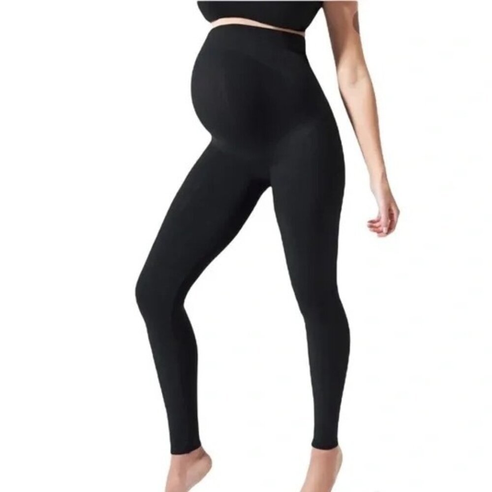Blanqi Above Belly Classic Black Maternity Leggings Belly Compression Women's L